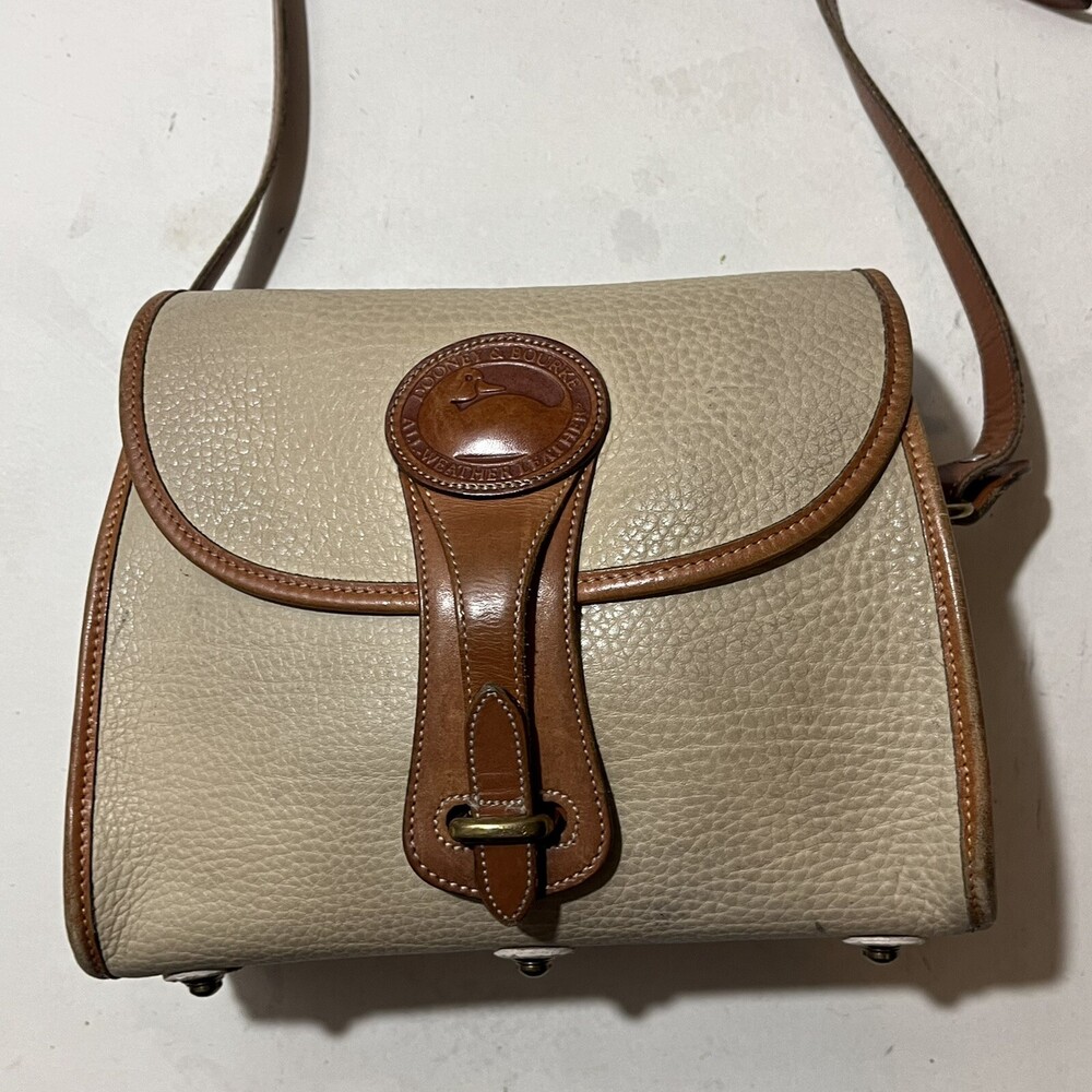 Vintage Dooney & Bourke Purse R25 Medium Essex Bone British Tan Leather - Picture 4 of 16